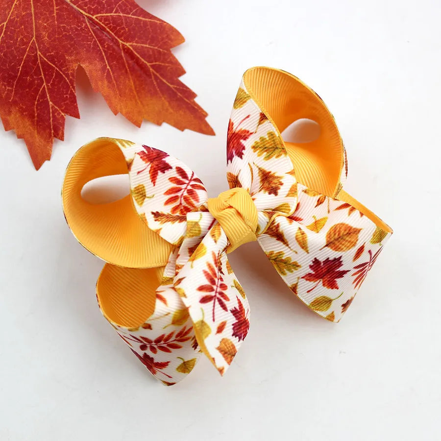 Halloween Thanksgiving Double Layer Bow Knot Pumpkin Ghost Themed Children's Hair Accessories Customizable Fall Season