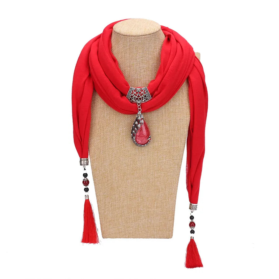 women's elegant solid color cotton tassel scarf