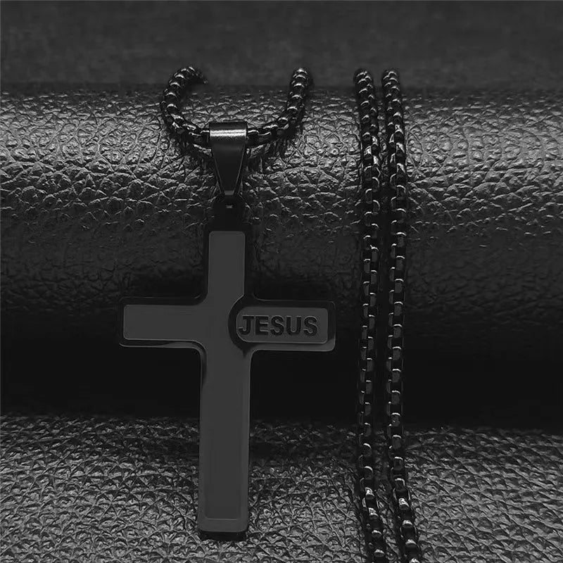 Basic Modern Style Classic Style Geometric Cross Titanium Steel Polishing Men's Pendant Necklace