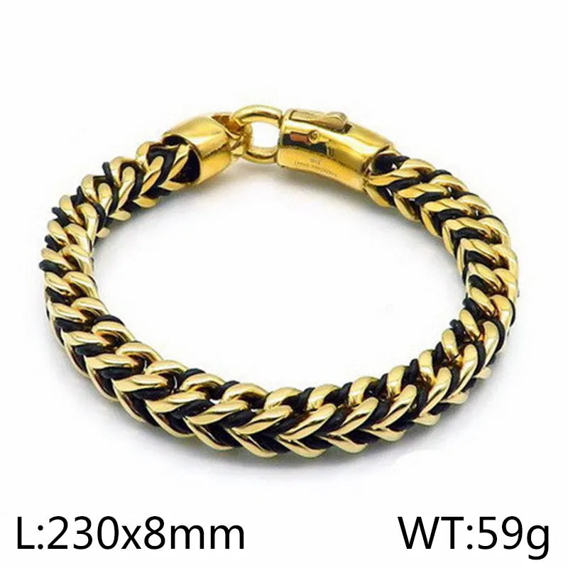 Punk Modern Style Geometric Titanium Steel Plating 18K Gold Plated Men's Bracelets