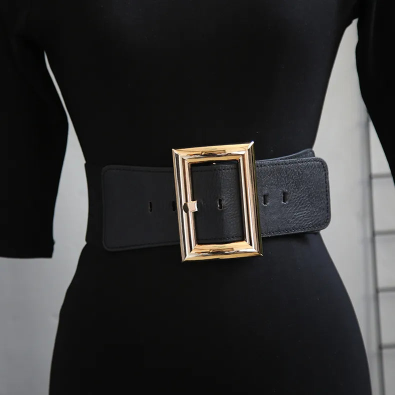 fashion solid color pu leather metal button women's leather belts 1 piece