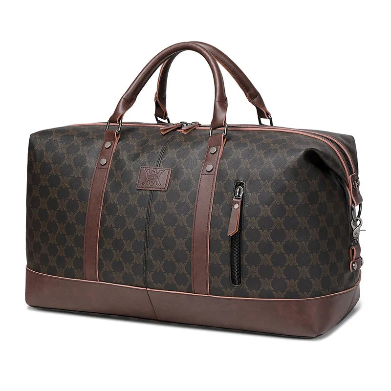 Canvas Travel Bag Men's Imitation Leather PU Outdoor Luggage Travel Fitness Photography Bag Large Capacity Handbag