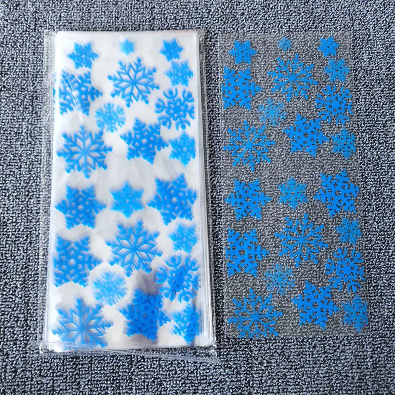 Spot wholesale OPP flat pocket transparent universal baking biscuit packaging bag Christmas candy snowflake bag