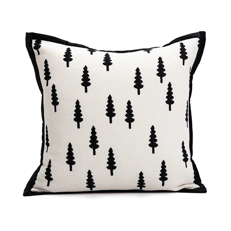 Modern Minimalist Refreshing Black White Sofa Pillow Backlight Luxury Bedside Cushion Cover Stripe Plant Floral Heart Shape Pattern