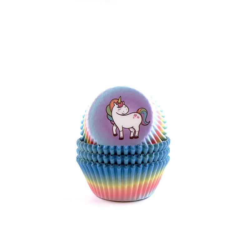 Simple Style Rainbow Heart Shape Solid Color Anti-oil paper Bakeware cake cups