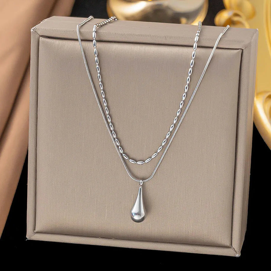 Wholesale Jewelry Elegant Sweet Geometric Heart Shape 304 Stainless Steel Round Plating ball chain cable chain Bracelets Necklace
