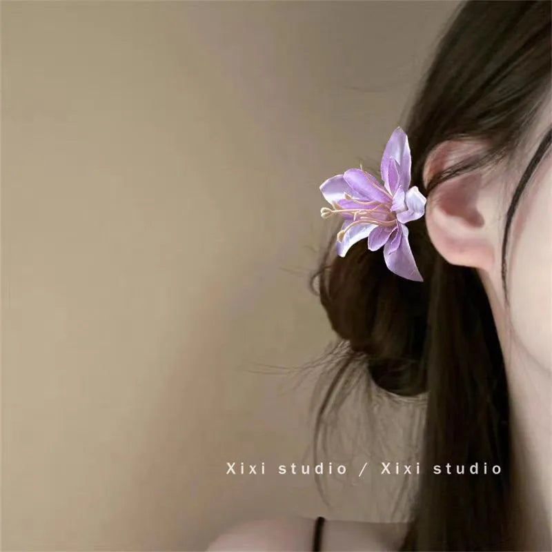 Super Fairy Artificial Flower Butterfly Flower Tassel Grip Female Sweet Style Unique and Exquisite Barrettes Ins All-Match Hair Accessories Fashion