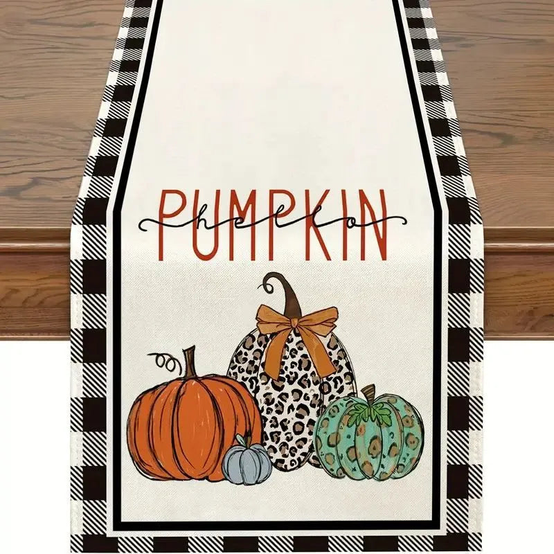 Halloween Thanksgiving Cute Pumpkin Lattice Polyester Table Runner