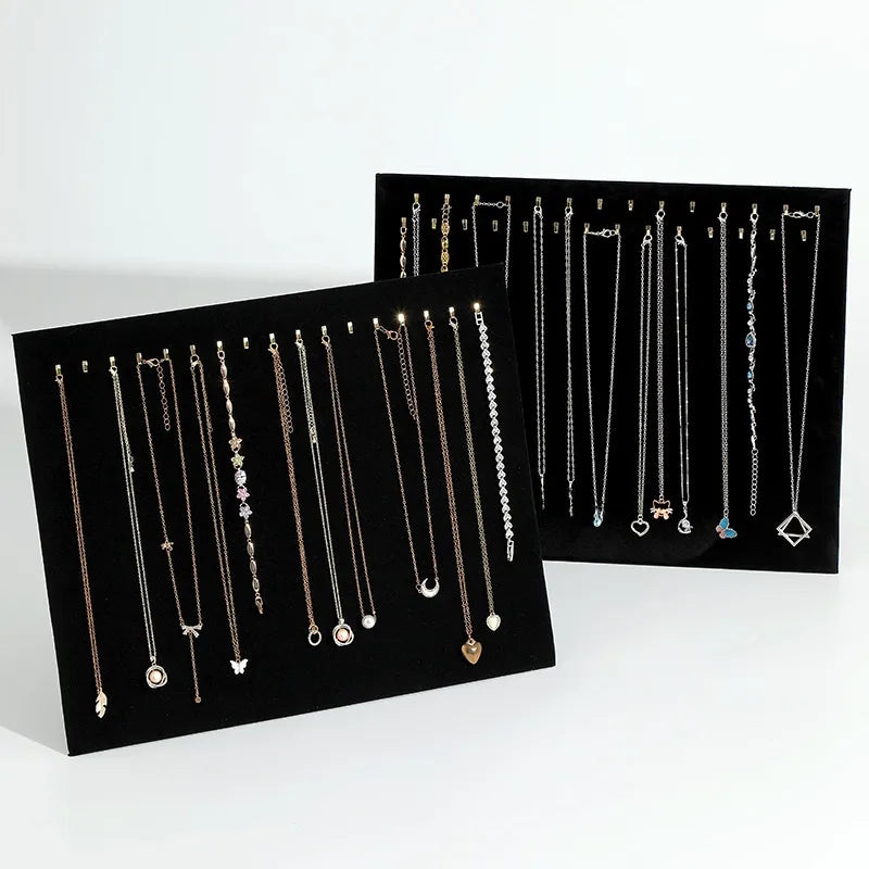 New PU Leather Necklace Display Boards, 17 Hook 28 Hook Design, Suitable for Night Market Stall Counter Display, Bracelet Ornament Rack