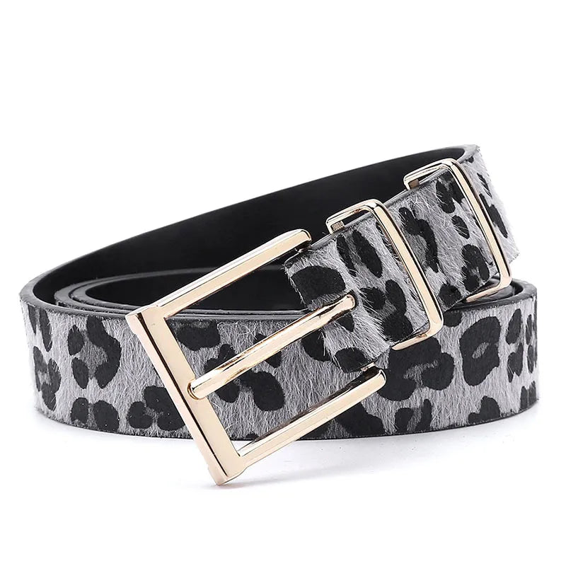 streetwear leopard imitation leather alloy women's leather belts