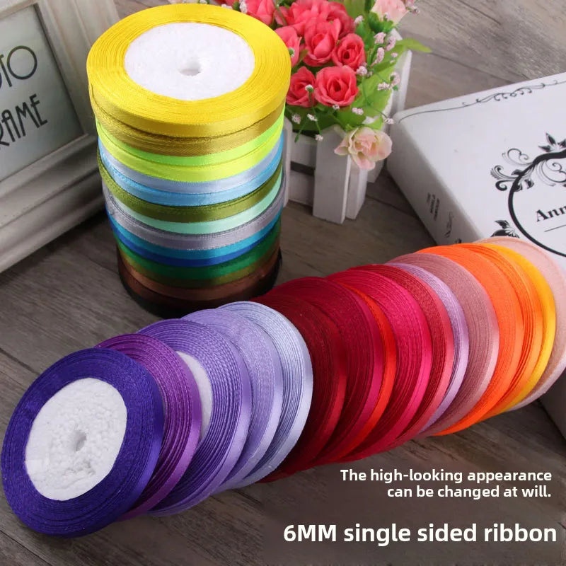 6mm Wide Ribbon Red Ribbon Fabric Ribbon 6mm Packaging Woven Hair Ribbon Thin Ribbon Headwear Hair Accessories Gold Line Ribbon
