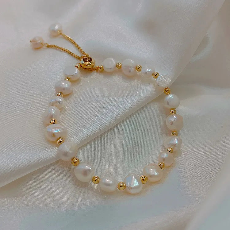 simple style round freshwater pearl bangle in bulk