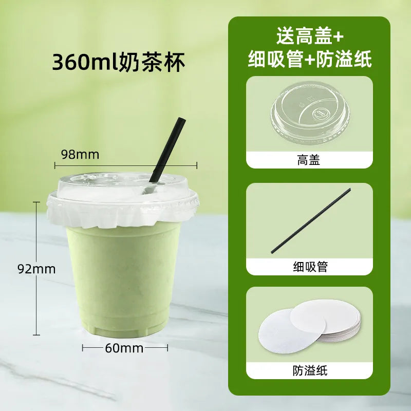 in stock wholesale disposable cup milk tea batch with lid thickened transparent plastic cup stall store packing cup