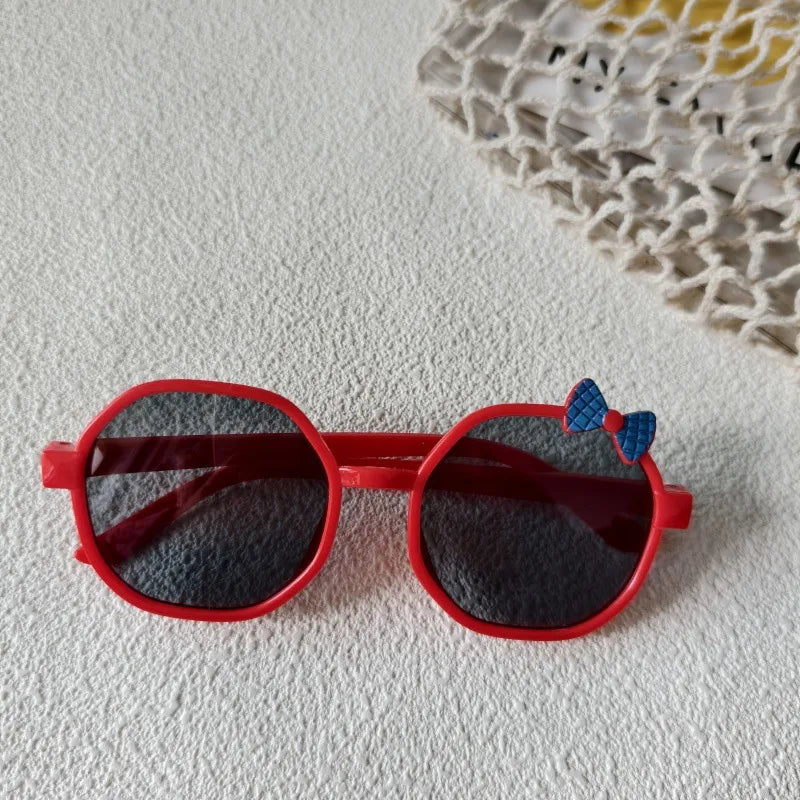 Sweet Simple Style Bow Knot UV400 Protection Resin Special-Shaped Mirror Full Frame Kids Sunglasses
