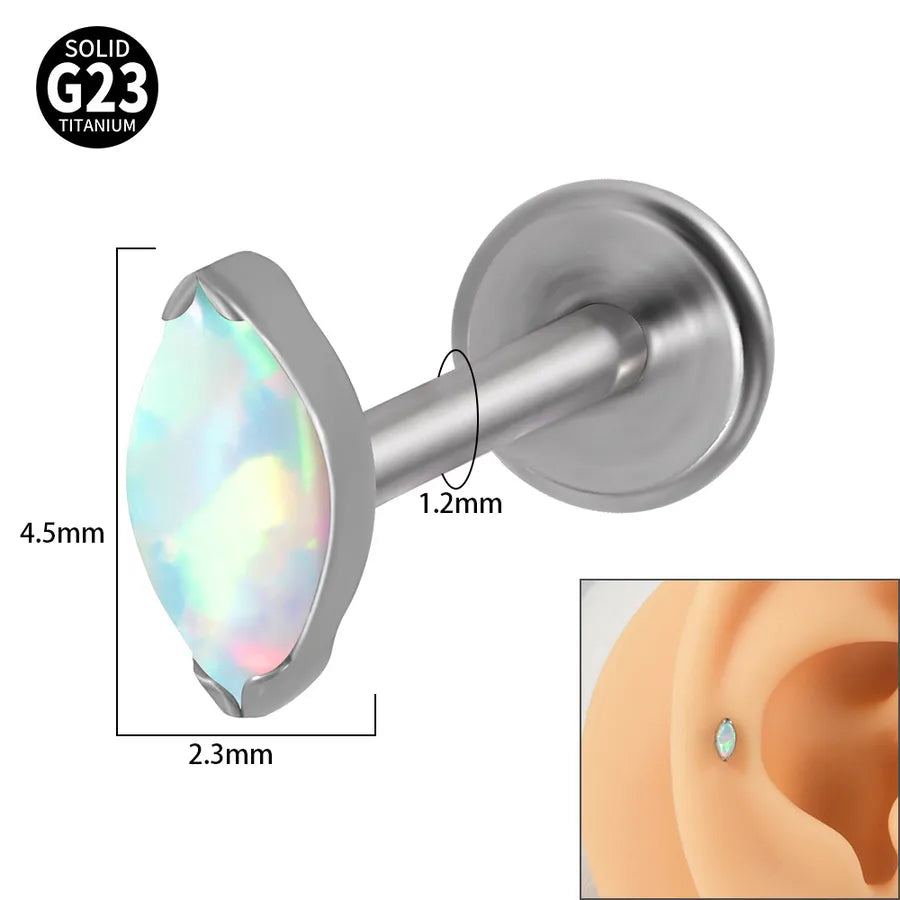 1 Piece Lip Rings Classic Style Colorful Water Droplets G23 Titanium Synthetic opal Zircon Inlay Synthetic opal Zircon