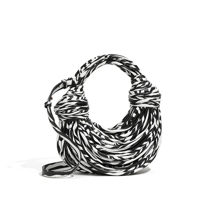 Women's Pu Leather Rainbow Elegant Streetwear Weave Dumpling Shape Zipper Straw Bag