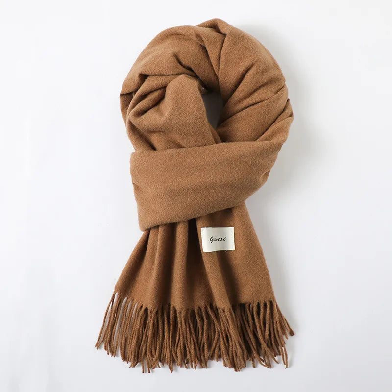 women's simple style solid color imitation cashmere scarf