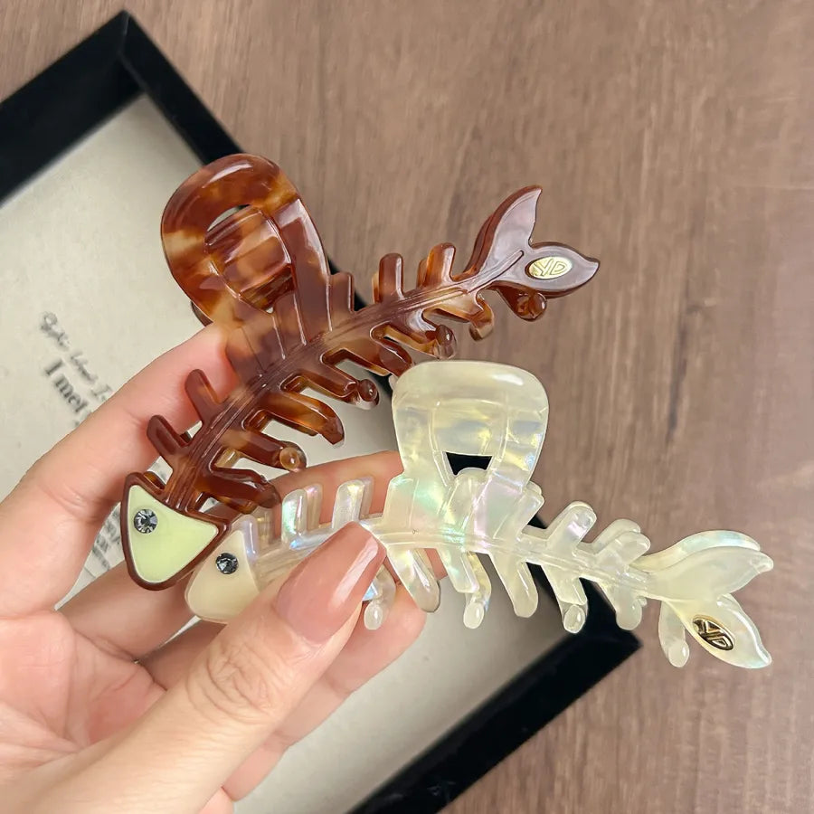 Original Large Size Fishbone Acetate Hair Clip Women's Elegant French Style Cute Shark Hair Clip Stylish Hair Accessories