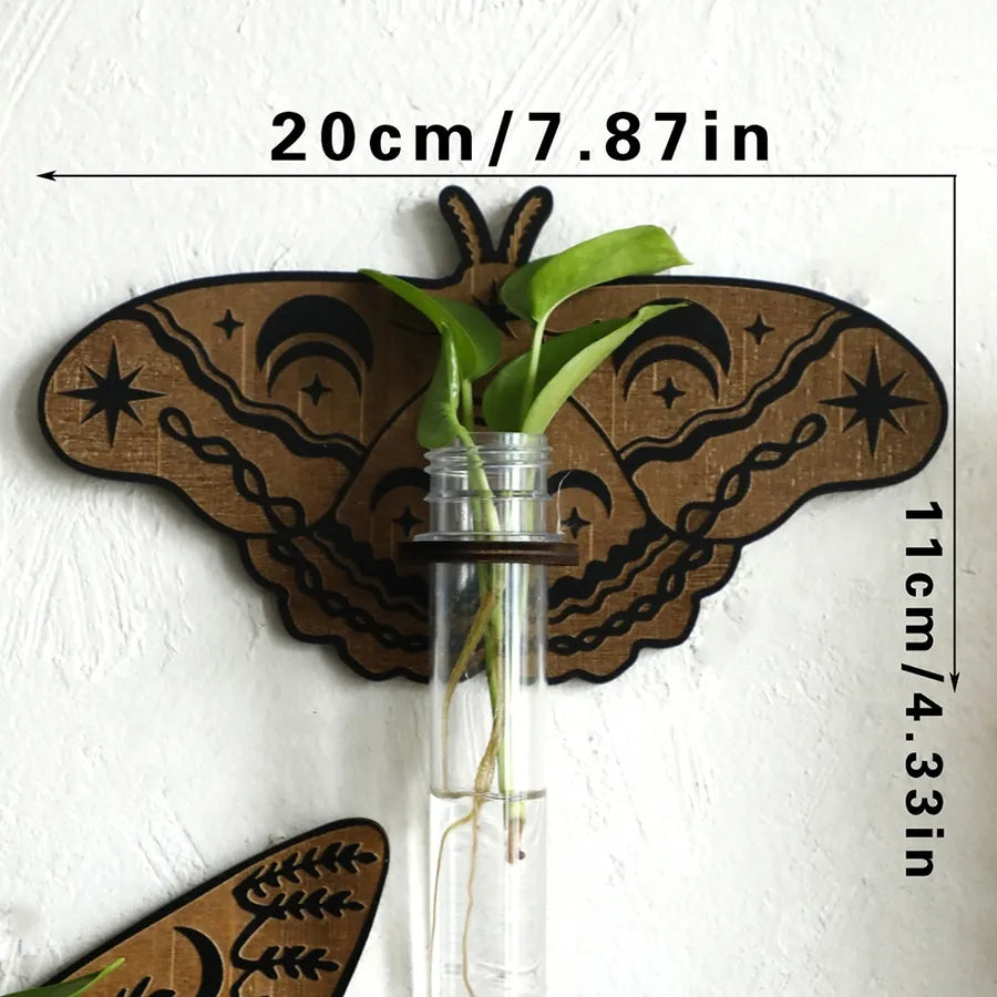 Retro Hexagram Moon Butterfly Wood pendant Wall Art
