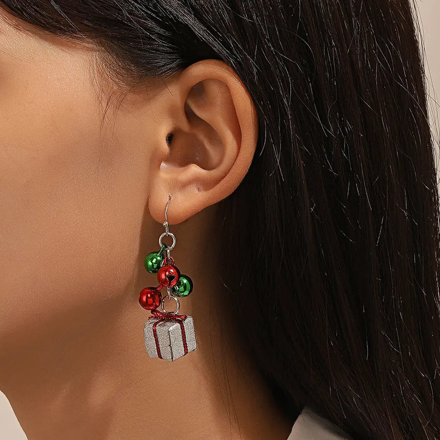 fashion christmas tree alloy enamel inlay artificial gemstones women's drop earrings 1 pair