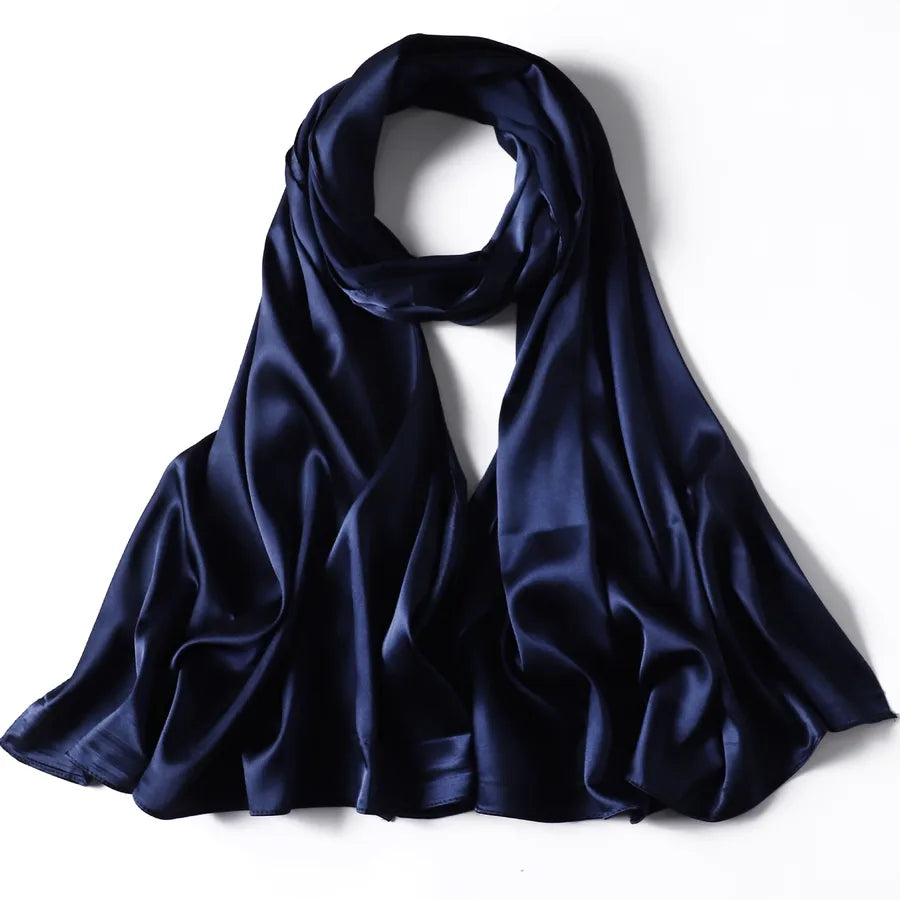 women's streetwear solid color satin winter scarves