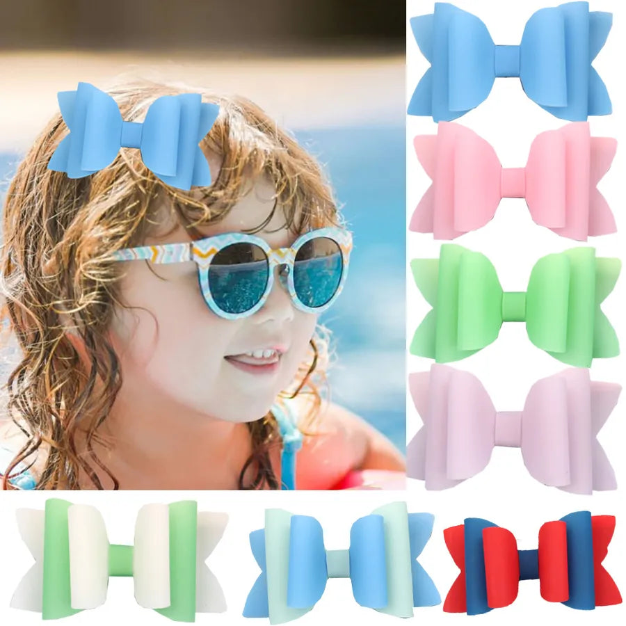 New Summer Fresh Pvc Bow Hairpin Candy Color Bow Hairpin Simple and Versatile