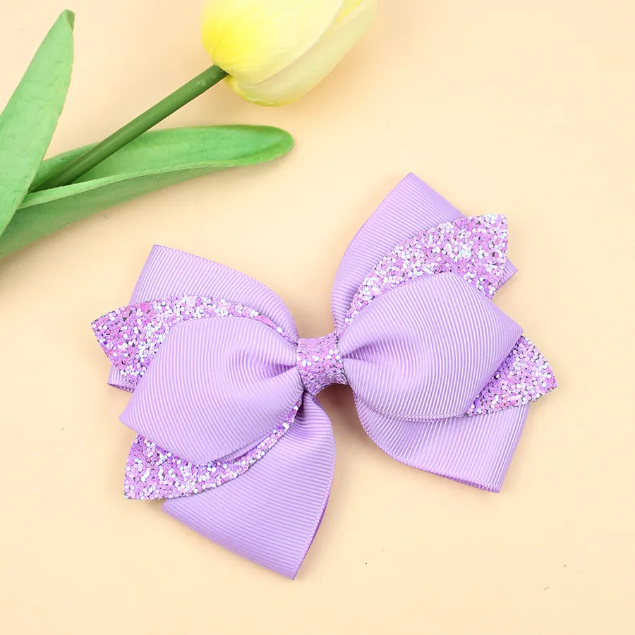 Europe and the United States new double-layer children's glitter film bow hair accessories girls hair clips cute girls hair accessories