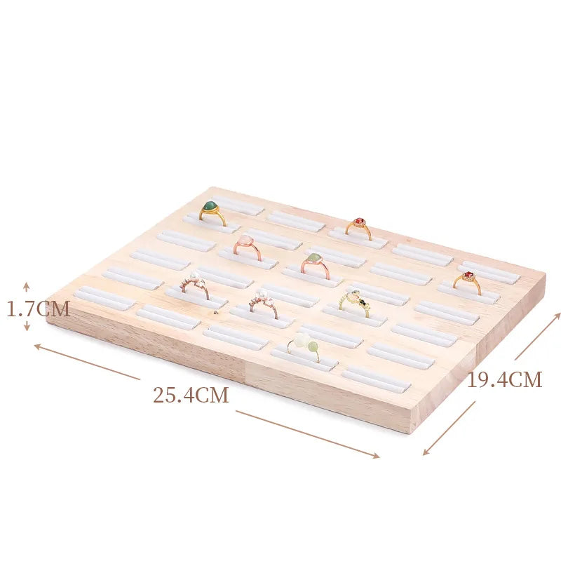 Elegant Wooden Jewelry Display Stand Ring Holder Multi-Functional Luxury Style Square Insert Plate Jewelry Accessory Showcase