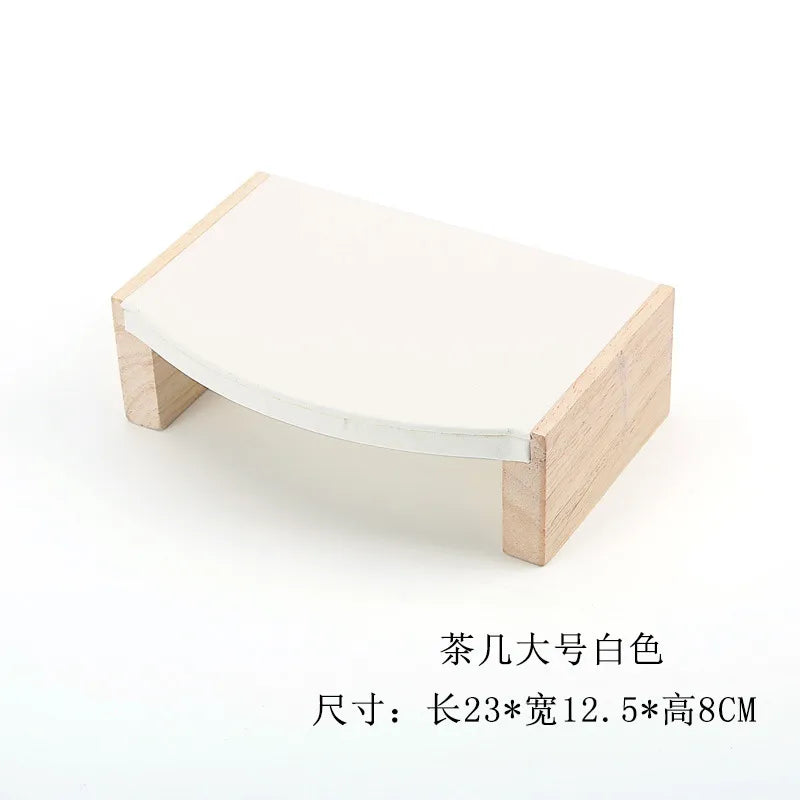 Solid Wood Jewelry Display Stand Tea Table Bracelet Necklace Stool Ornament Rack Three Piece Set Academic Style Crafted