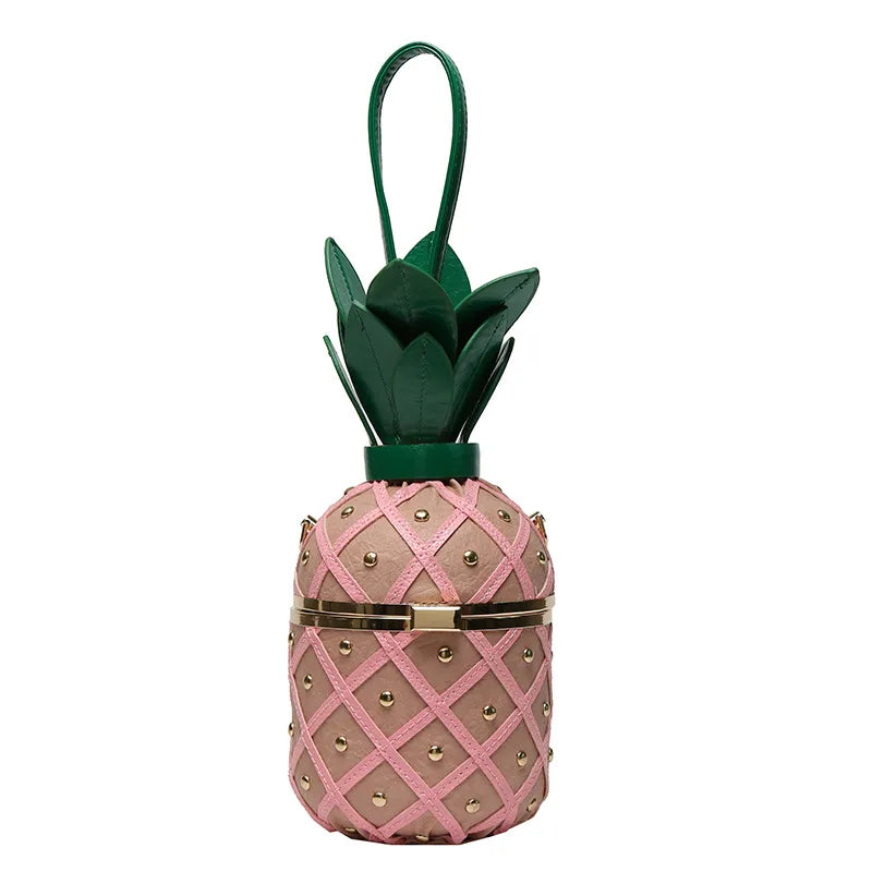 bag women's personalized pineapple bag  spring new single shoulder chain messenger bag Qimi clip bucket bag