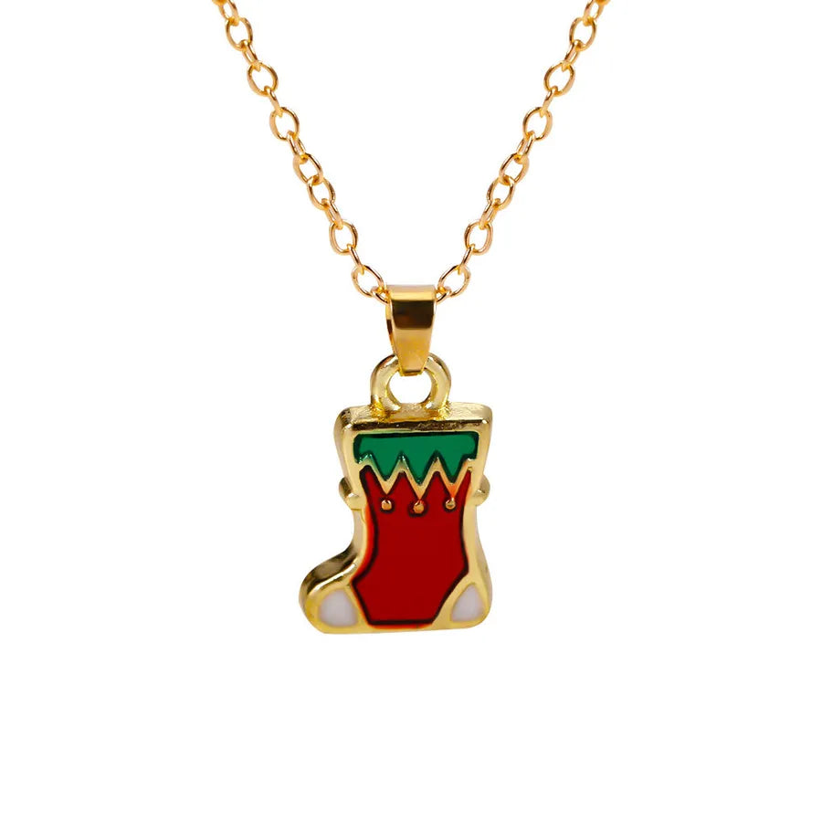 Christmas Themed Alloy Pendant Necklace With Bell Snowflake Design Geometric Pattern For Men And Women Christmas Tree Santa Claus Deer Stick