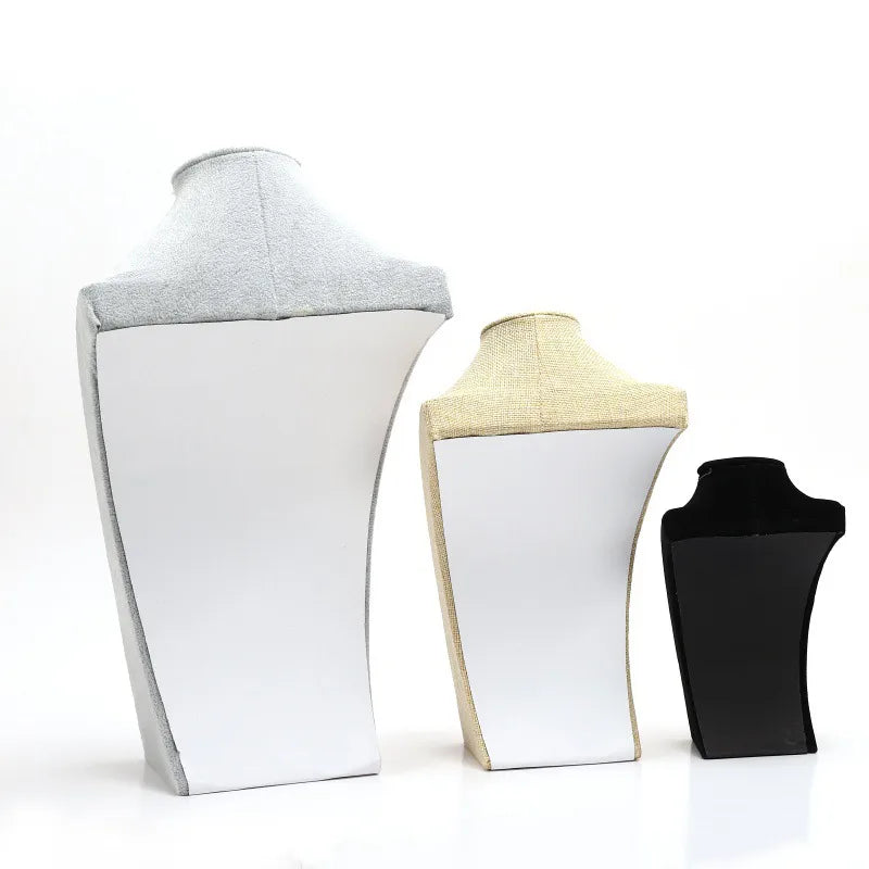 Velvet Jewelry Necklace Display Stand Counter Top Fashionable Mannequin Head Model Premium Feel Stitching Process
