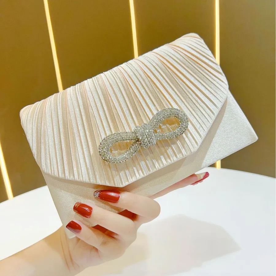 Handmade Butterfly Knot Full Drill Rhinestone Elegant Personality Clutch Bag Square Polyester Evening Bag Luxury Sensation