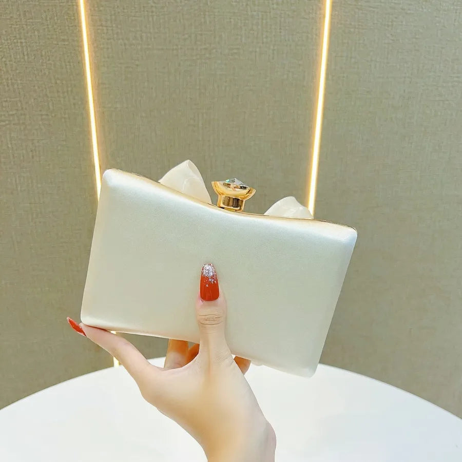 Retro Butterfly Knot Fairy Elegant Dinner Handbag Single Shoulder Crossbody Women's Bag Evening Clutch Polyester Square Bag
