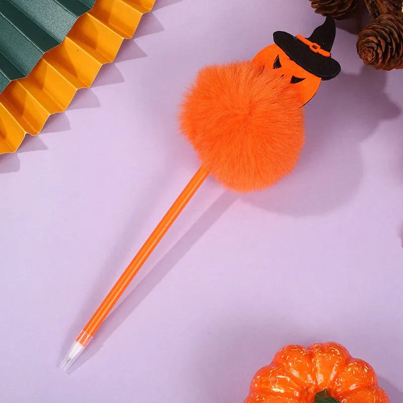 1 piece pumpkin spider bat class christmas learning halloween pp cotton rabbit fur felt cloth cute ballpoint pen