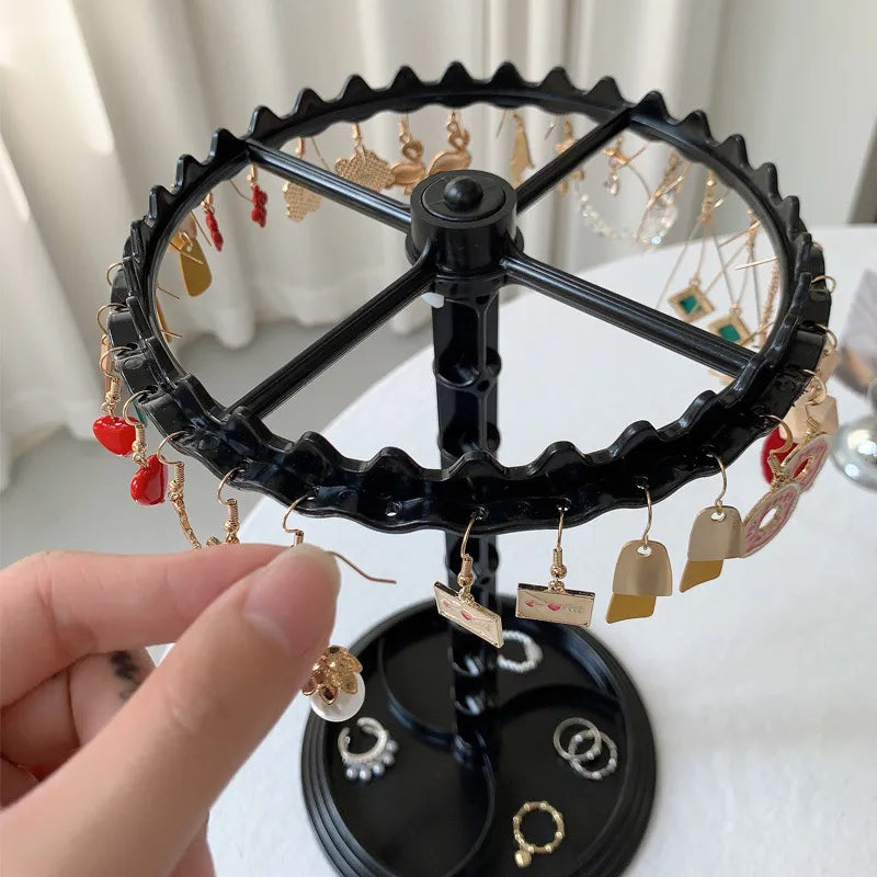 Multi-Layer Rotating Earring Storage Rack Women's Jewelry Display Stand Bracelet Necklace Small Accessories Holder Hair Tie