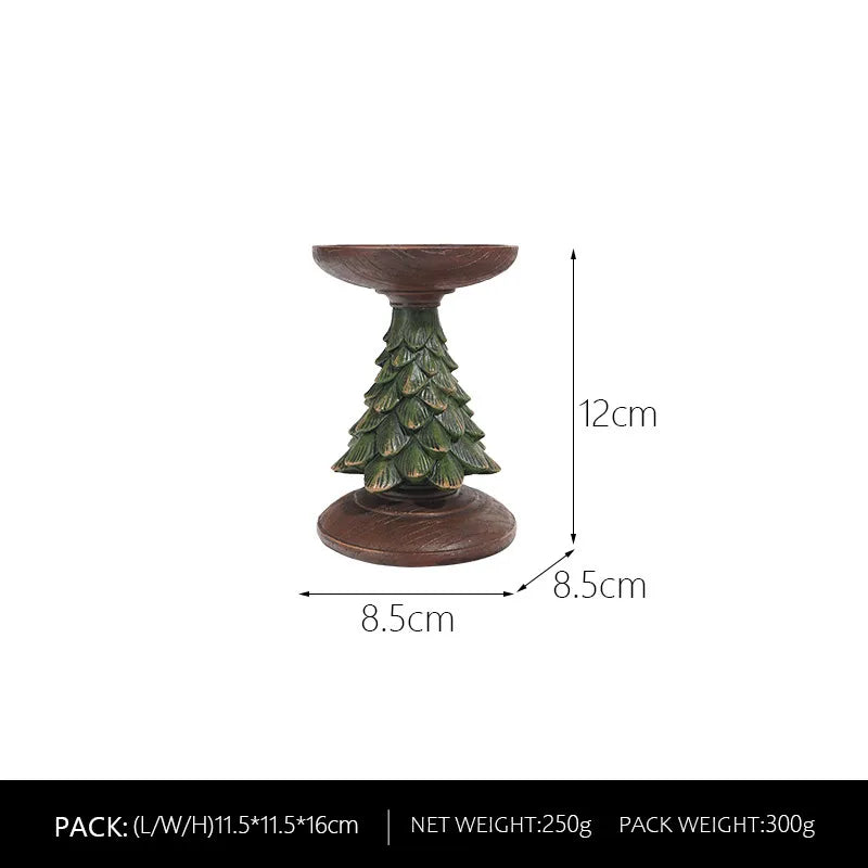 Christmas Retro Christmas Tree Bear Resin Indoor Party Festival candlestick