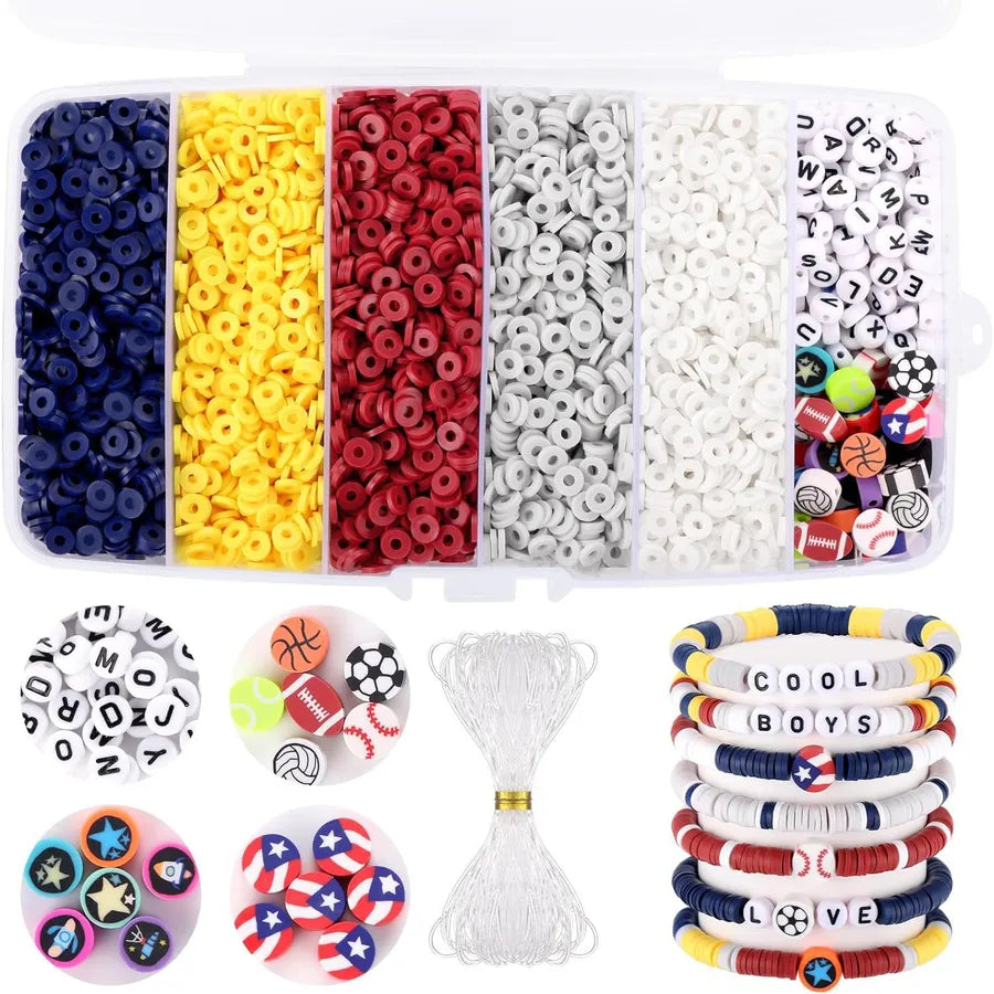 1 Set Glass soft clay Letter Solid Color Beads Rope