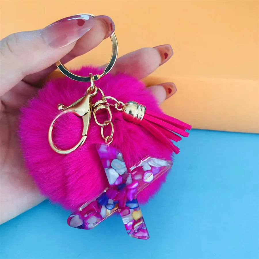 Simple Style Commute Letter Hairball Resin Unisex Bag Pendant Keychain