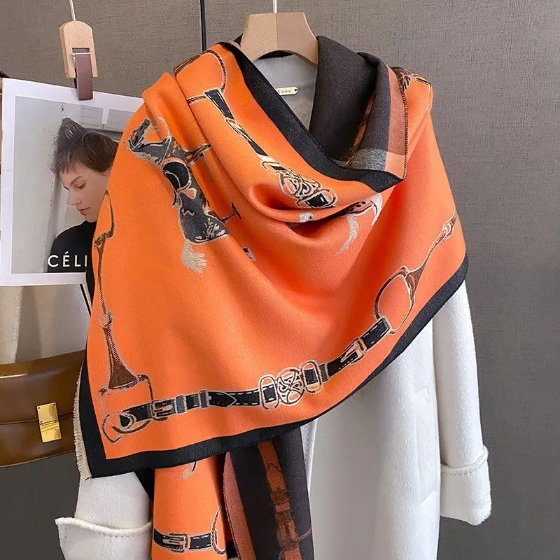 Unisex Basic Color Block Flower Acrylic Scarf