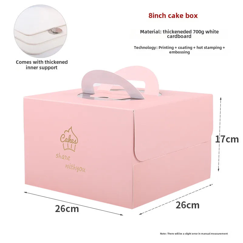 Thickened portable birthday cake packaging box increased four-inch cake box bronzing 6-inch baking packaging box wholesale