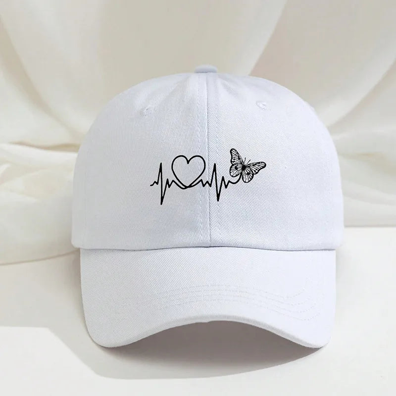Women's Casual Elegant Heart Shape Curved Eaves Baseball Cap
