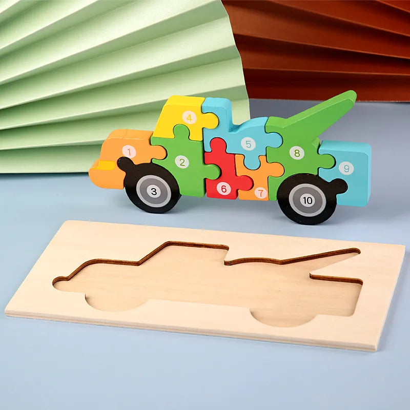 3D Wooden Dinosaur Puzzle Early Education Toys For Kids Assembly Building Blocks Baby Cognitive Skills Development Playset