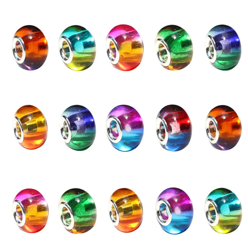 10 PCS/Package 9 * 14mm Hole 5~5.9mm Resin Color Block Oval Beads