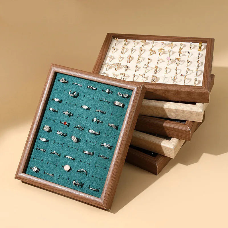Creative Wooden Jewelry Display Tray Earring Storage Plate Jewelry Box Showcase Props Stand Wood Grain Pattern