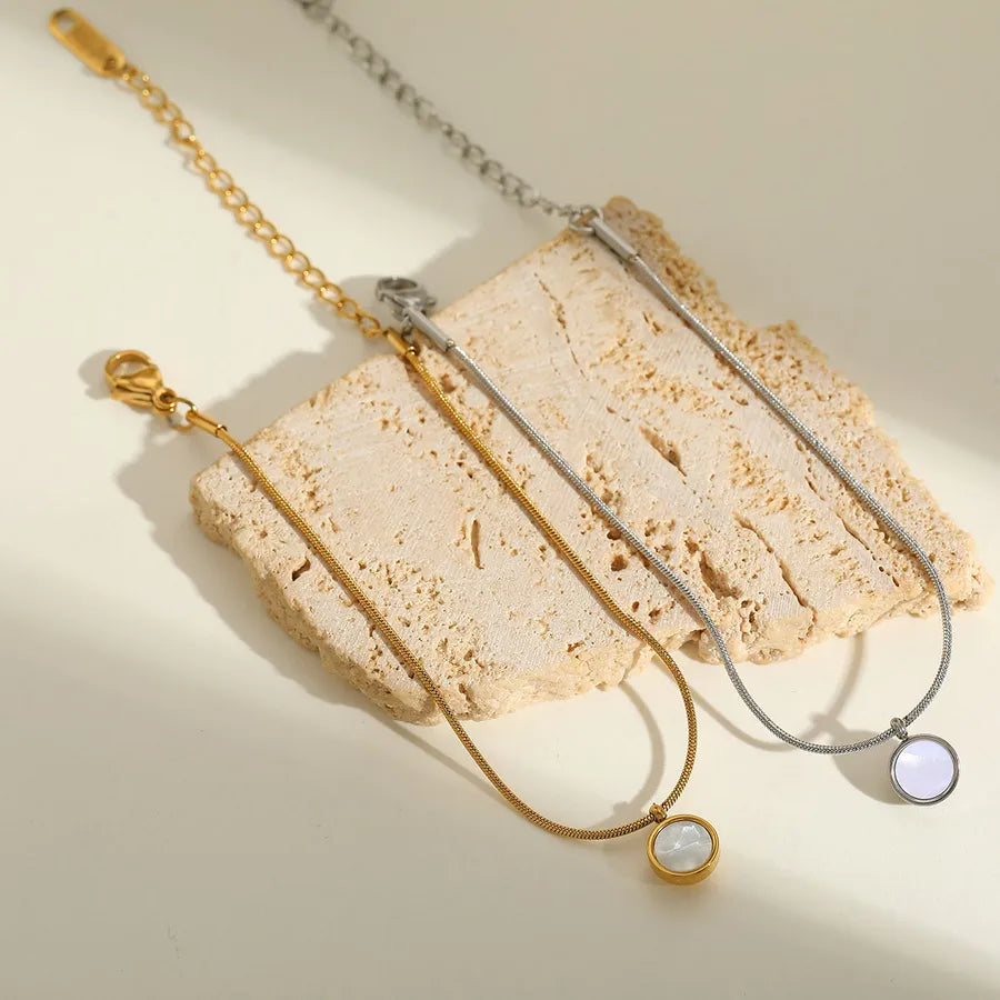 Classical Cute Romantic Round Solid Color 304 Stainless Steel 18K Gold Plated Acrylic Twisted Rope Chain Bracelets In Bulk