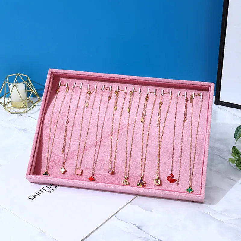 Casual Rectangle solid wood Flannel Jewelry Display Jewelry Rack