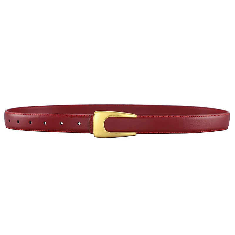 elegant u shape solid color alloy leather women's leather belts