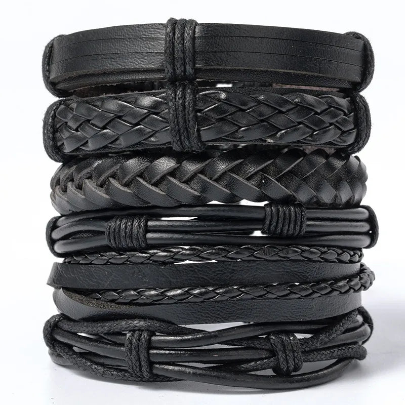 hip-hop solid color pu leather men's bangle 1 piece