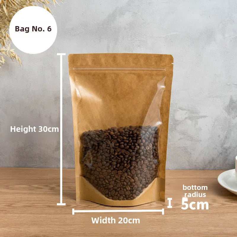 Yin and Yang Kraft Paper Self-sealing Bag Window Translucent Bag Tea Nut Food Packaging Bag Yin and Yang Self-sealing Bag